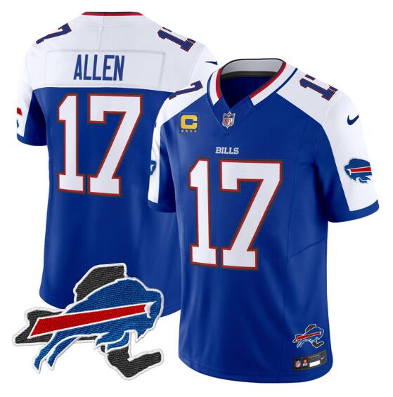 Men's Buffalo Bills #17 Josh Allen Royal/White 2024 F.U.S.E. With 4-star C Ptach New York Ptach Vapor Limited Stitched Football Jersey Men's Buffalo Bills #17 Josh Allen Royal/White 2024 F.U.S.E. With 4-star C Ptach New York Ptach Vapor Limited Stitched Football Jersey